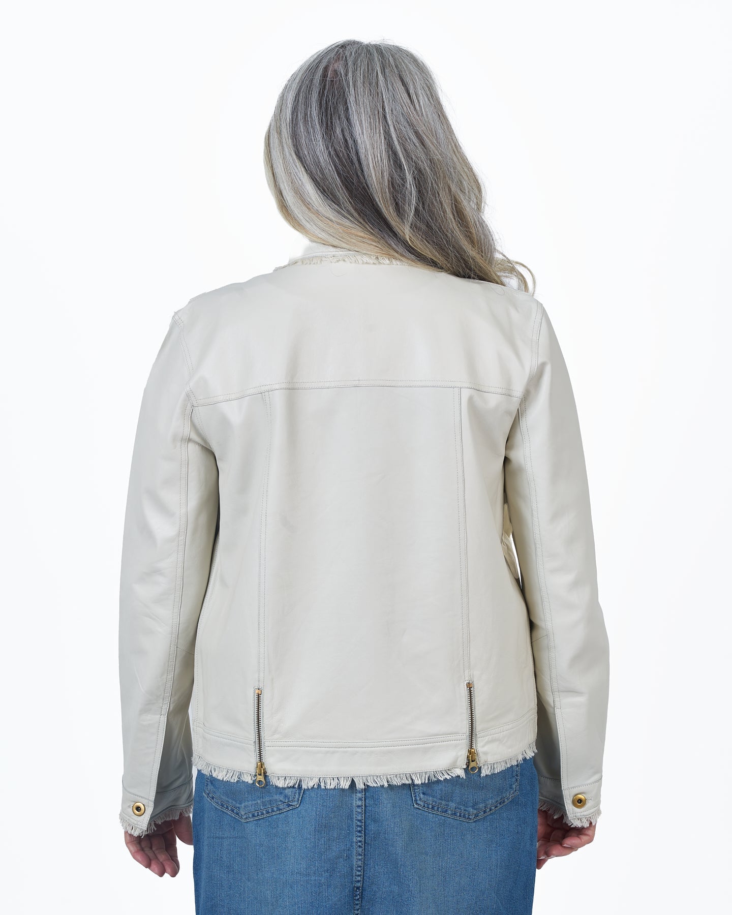 Natalie Washed Leather Jacket Off White