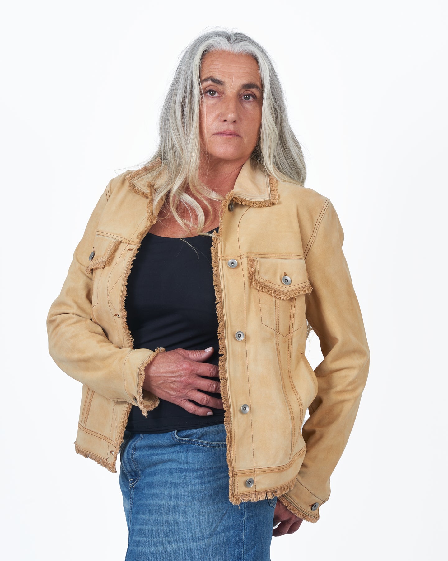 Jakett Natalie Waxed Suede Leather Jacket Chami