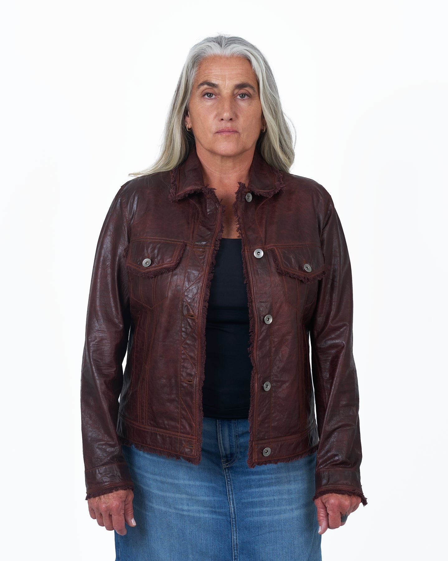 Jakett Natalie Veg Dye Leather Jacket Port