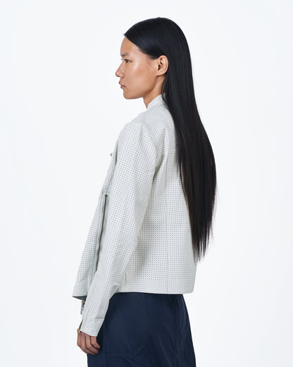 Jakett Quinn Perforated Leather Jacket White