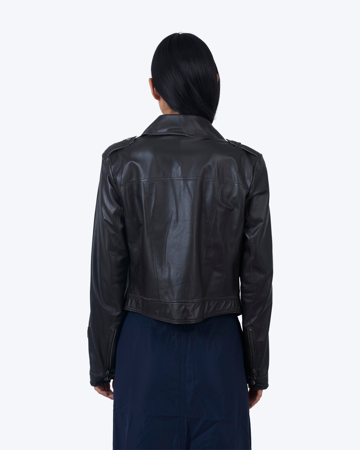 Jakett Josey Washed Leather Jacket Black
