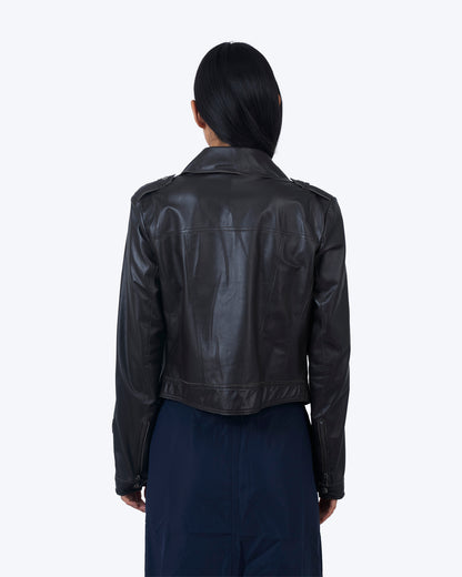 Josey Washed Leather Jacket Black