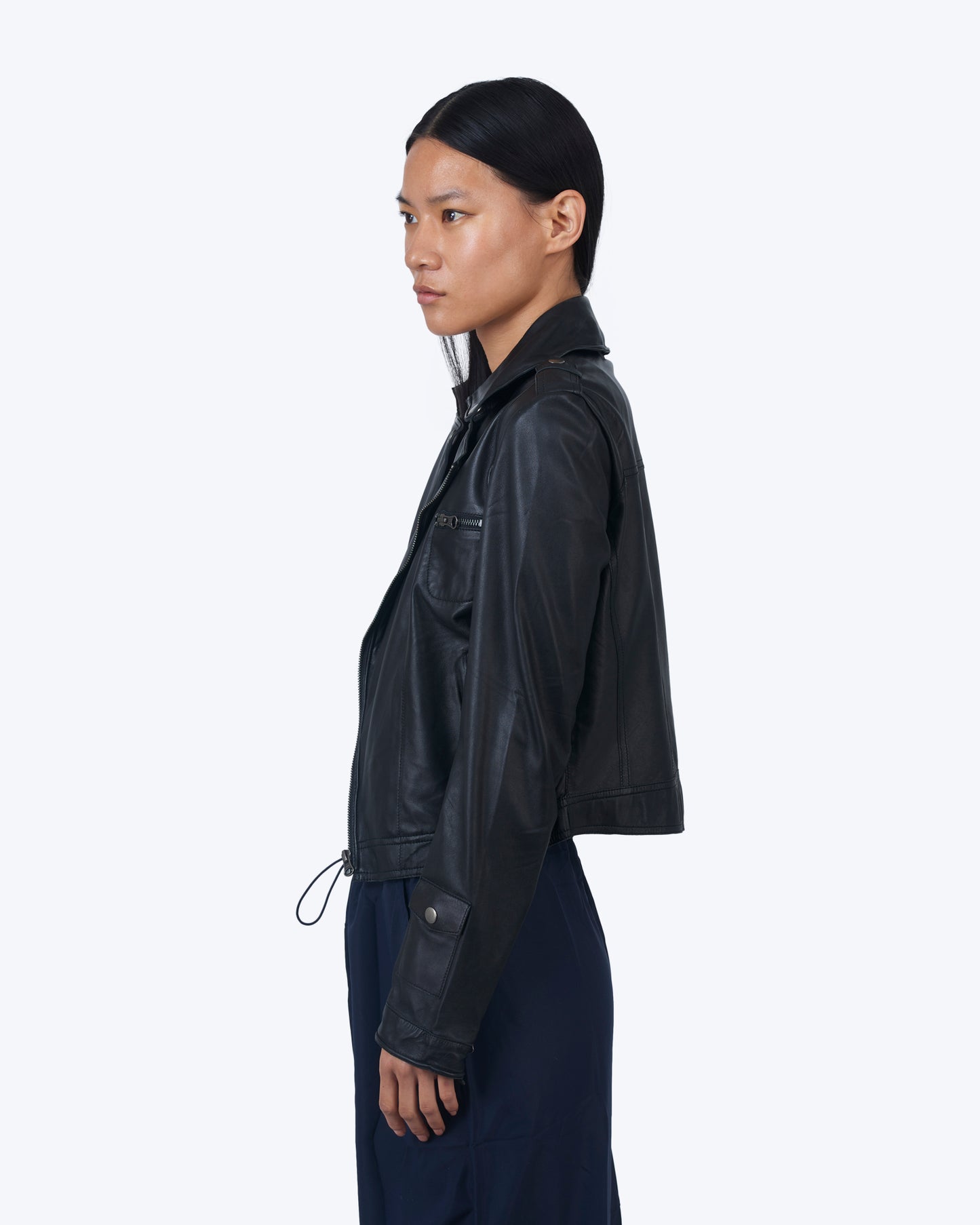 Jakett Josey Washed Leather Jacket Black