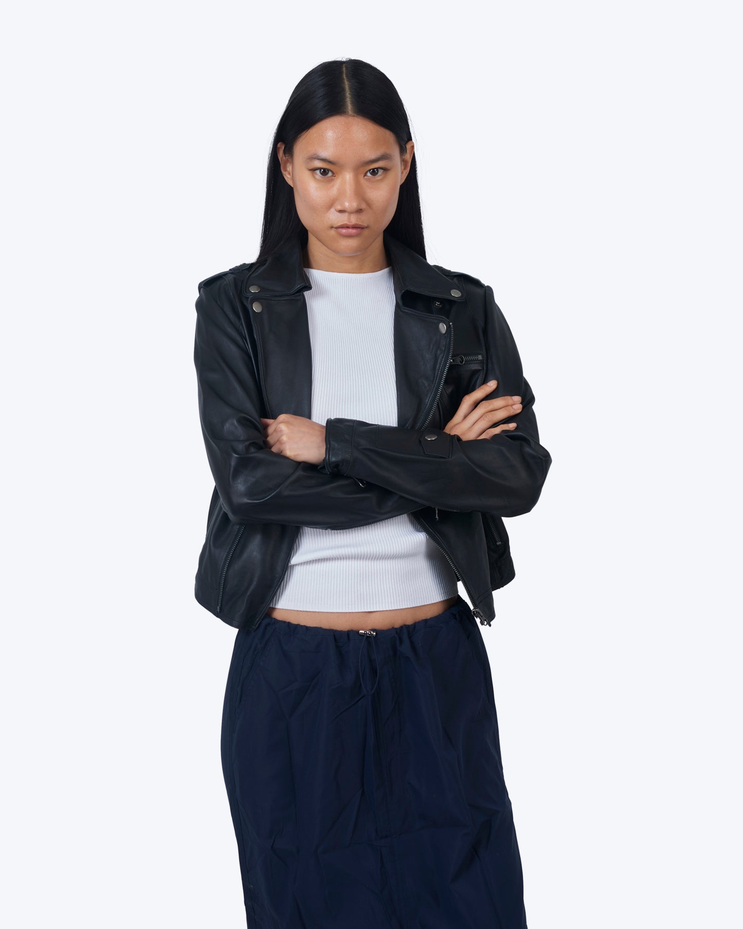 Jakett Josey Washed Leather Jacket Black