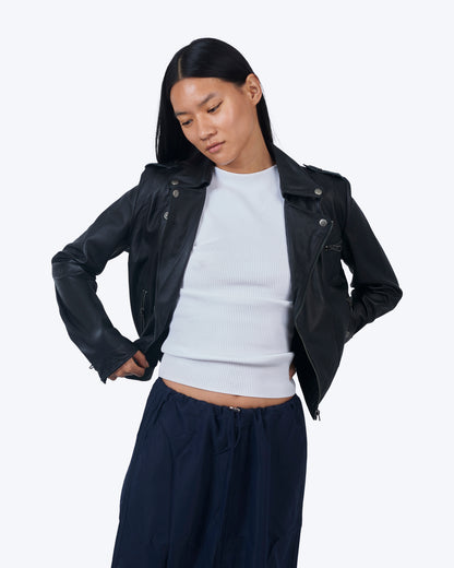 Jakett Josey Washed Leather Jacket Black