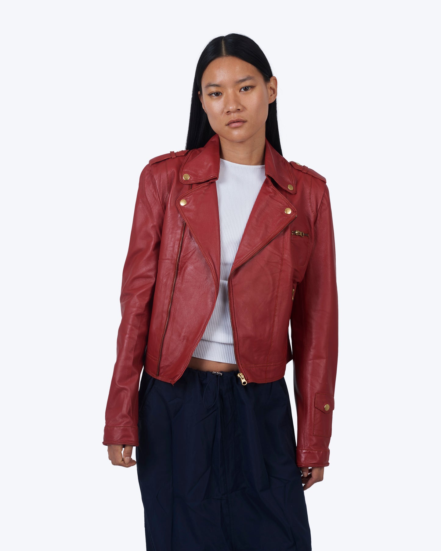 Jakett Josey Washed Leather Jacket Habanero