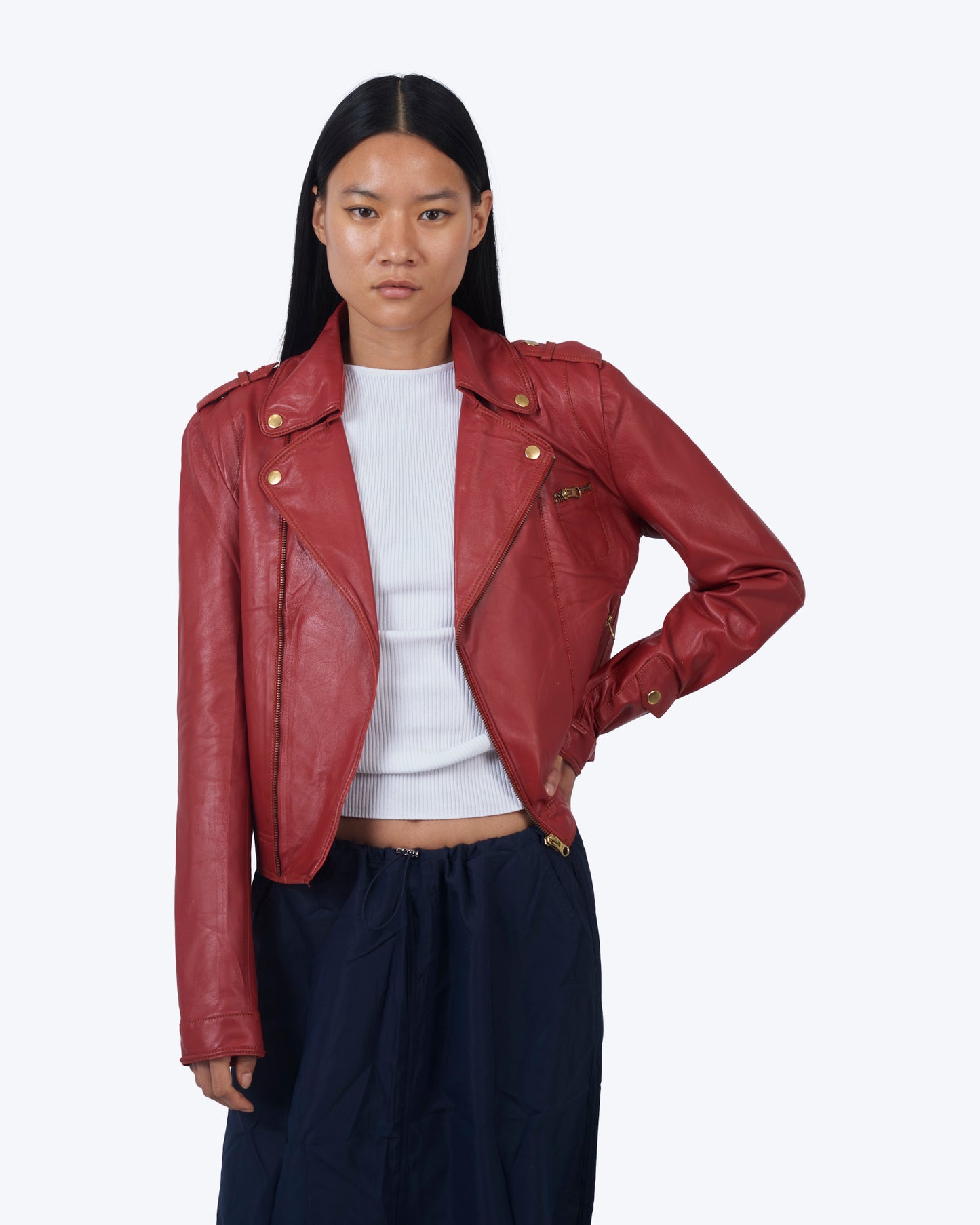 Jakett Josey Washed Leather Jacket Habanero
