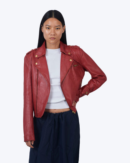 Jakett Josey Washed Leather Jacket Habanero