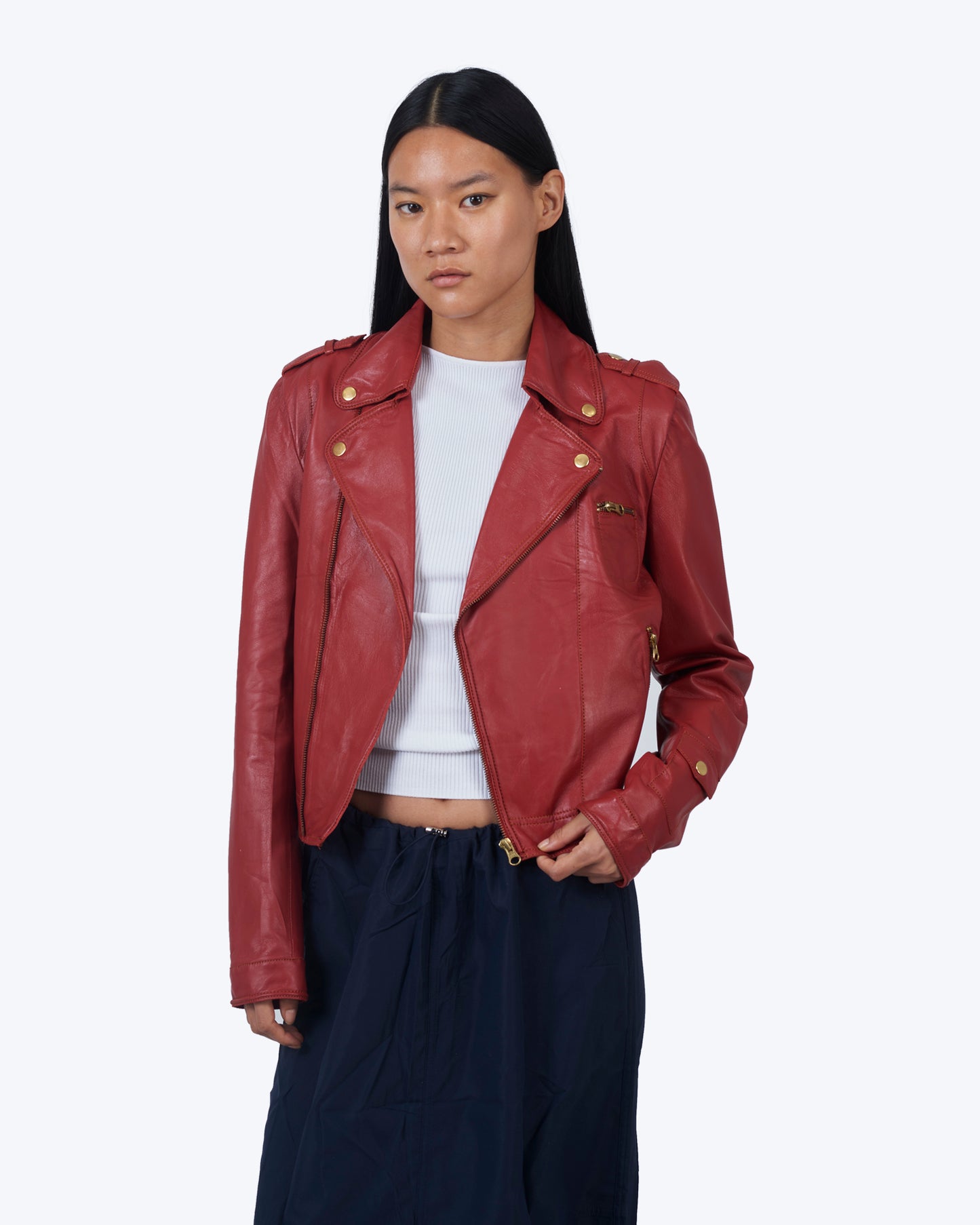 Jakett Josey Washed Leather Jacket Habanero