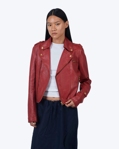 Jakett Josey Washed Leather Jacket Habanero
