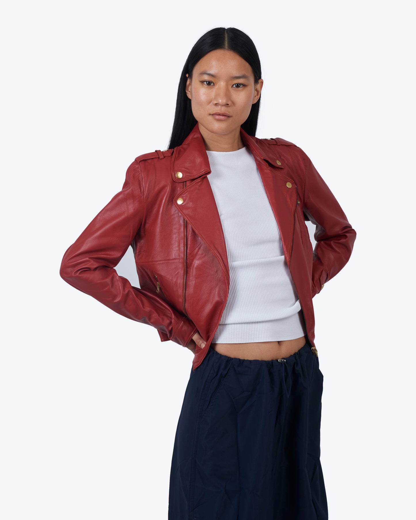 Jakett Josey Washed Leather Jacket Habanero