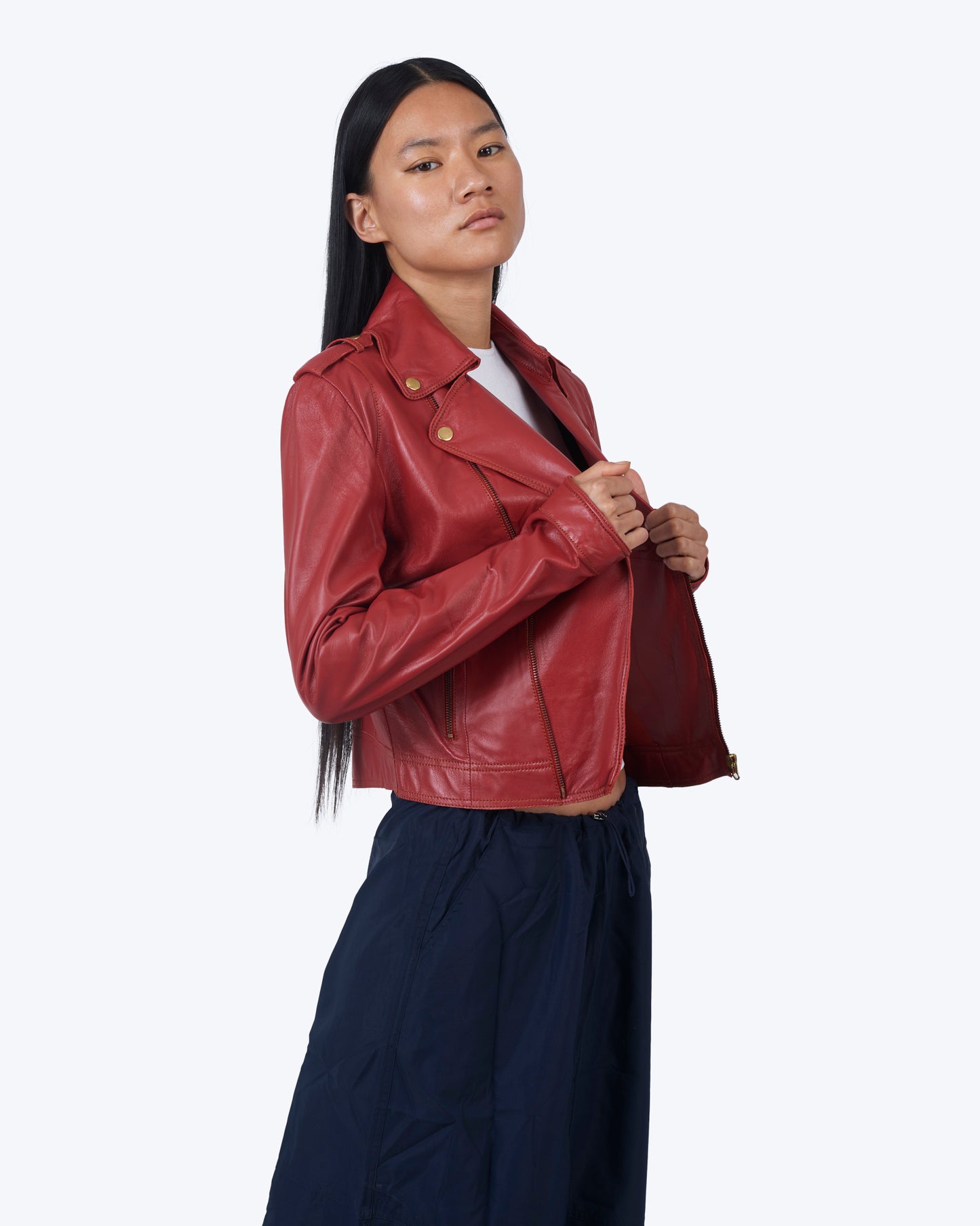 Jakett Josey Washed Leather Jacket Habanero