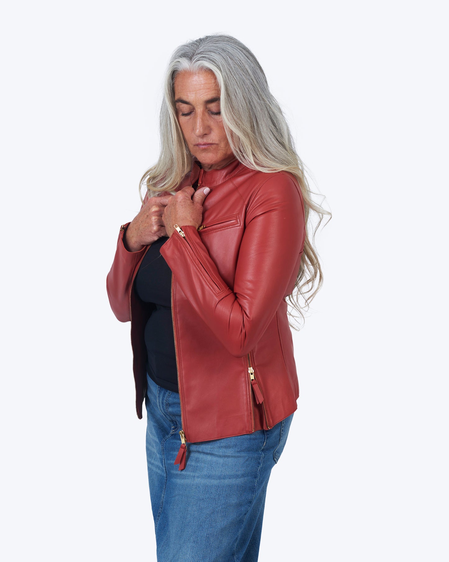 Jakett Quinn Luxe Touch Leather Jacket Habanero