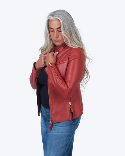 Jakett Quinn Luxe Touch Leather Jacket Habanero