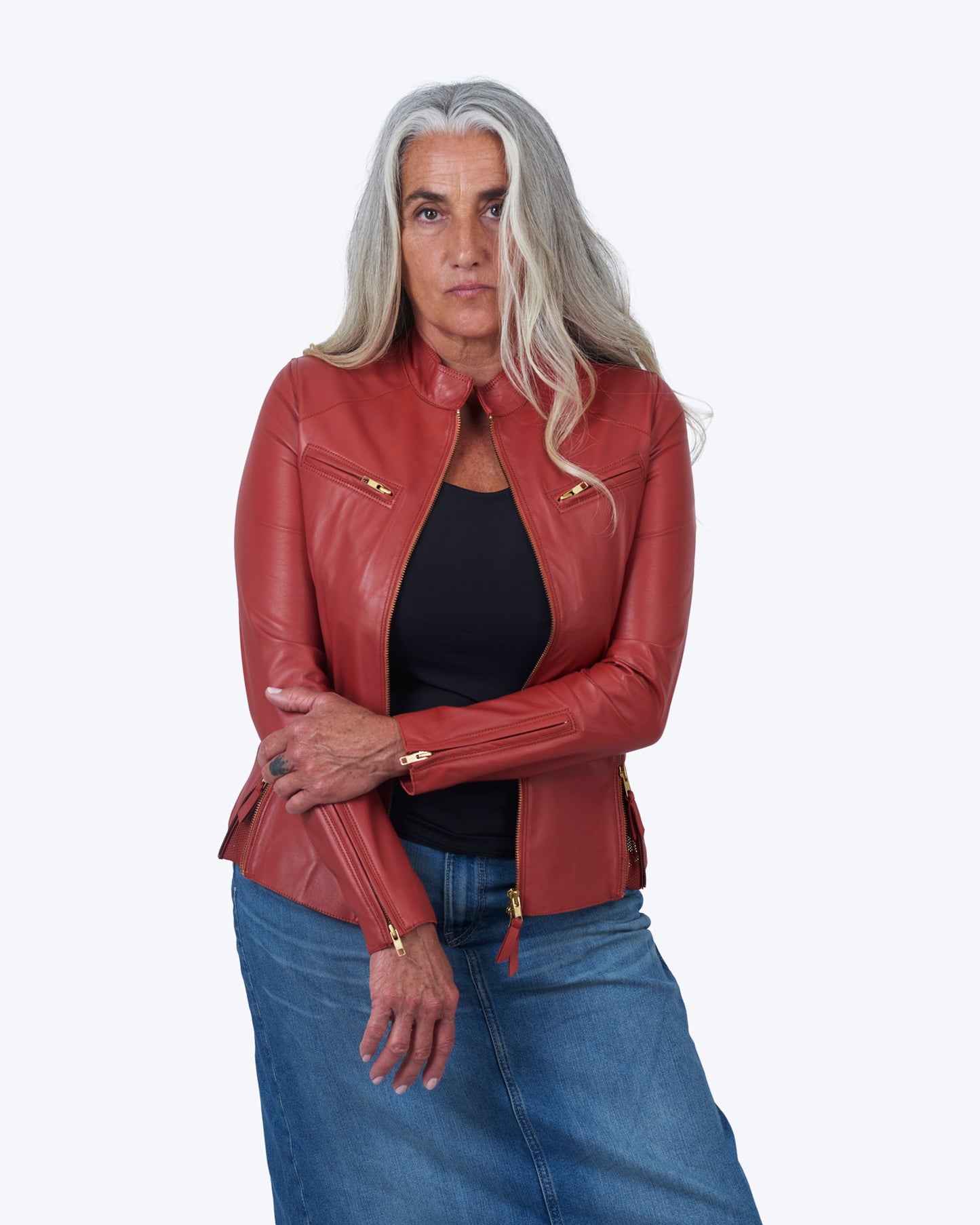 Jakett Quinn Luxe Touch Leather Jacket Habanero