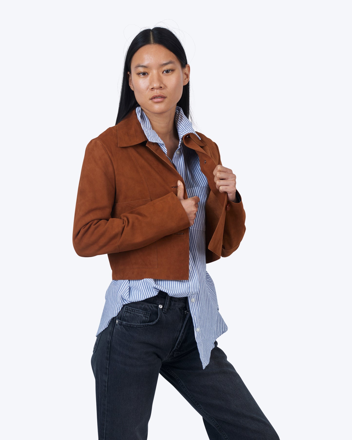 Simona Washed Suede Jacket Mustang