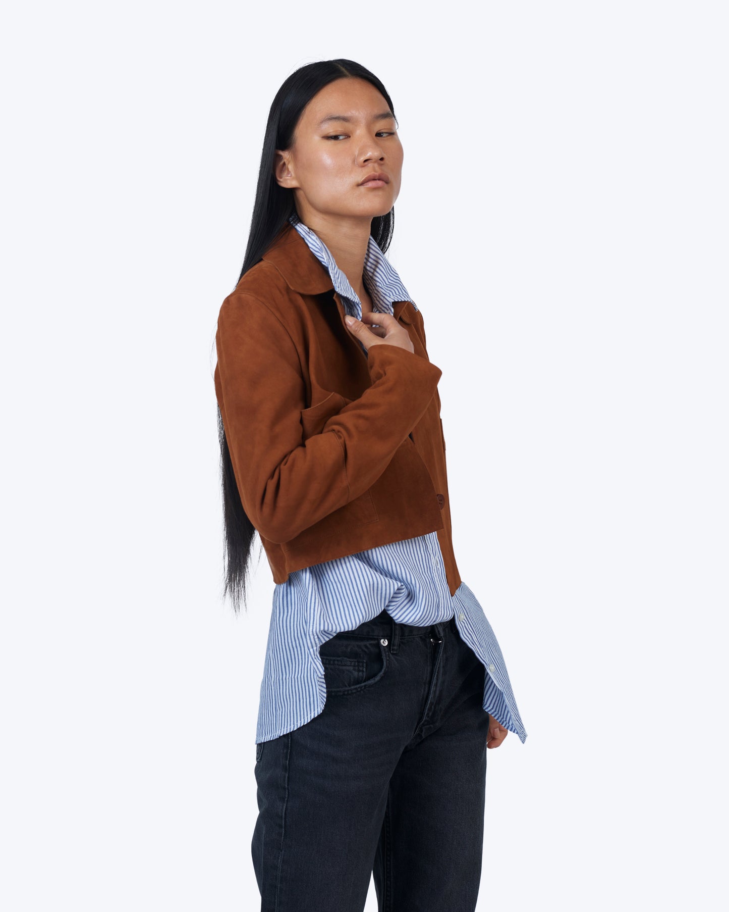 Simona Washed Suede Jacket Mustang