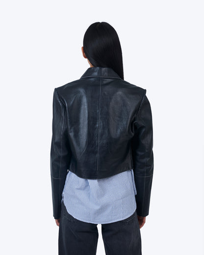 Simona Vintage Leather Jacket Midnight