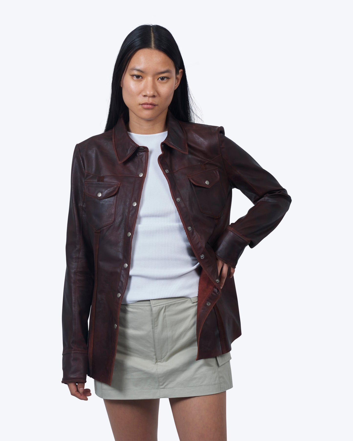 Jakett Robin Veg Dye Leather Jacket Port