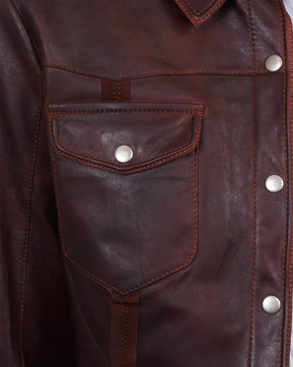 Jakett Robin Veg Dye Leather Jacket Port