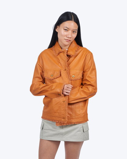 Jakett Natalie Washed Leather Jacket Burnt Orange