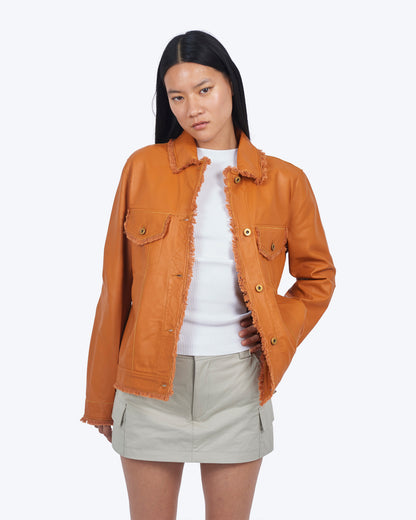 Jakett Natalie Washed Leather Jacket Burnt Orange
