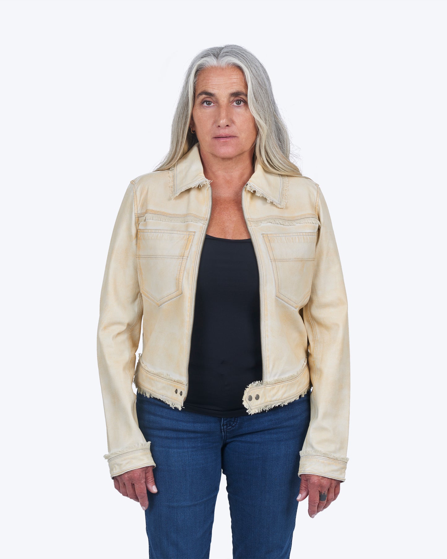 Jakett Natalie Veg Dye Leather Jacket Vintage Gold
