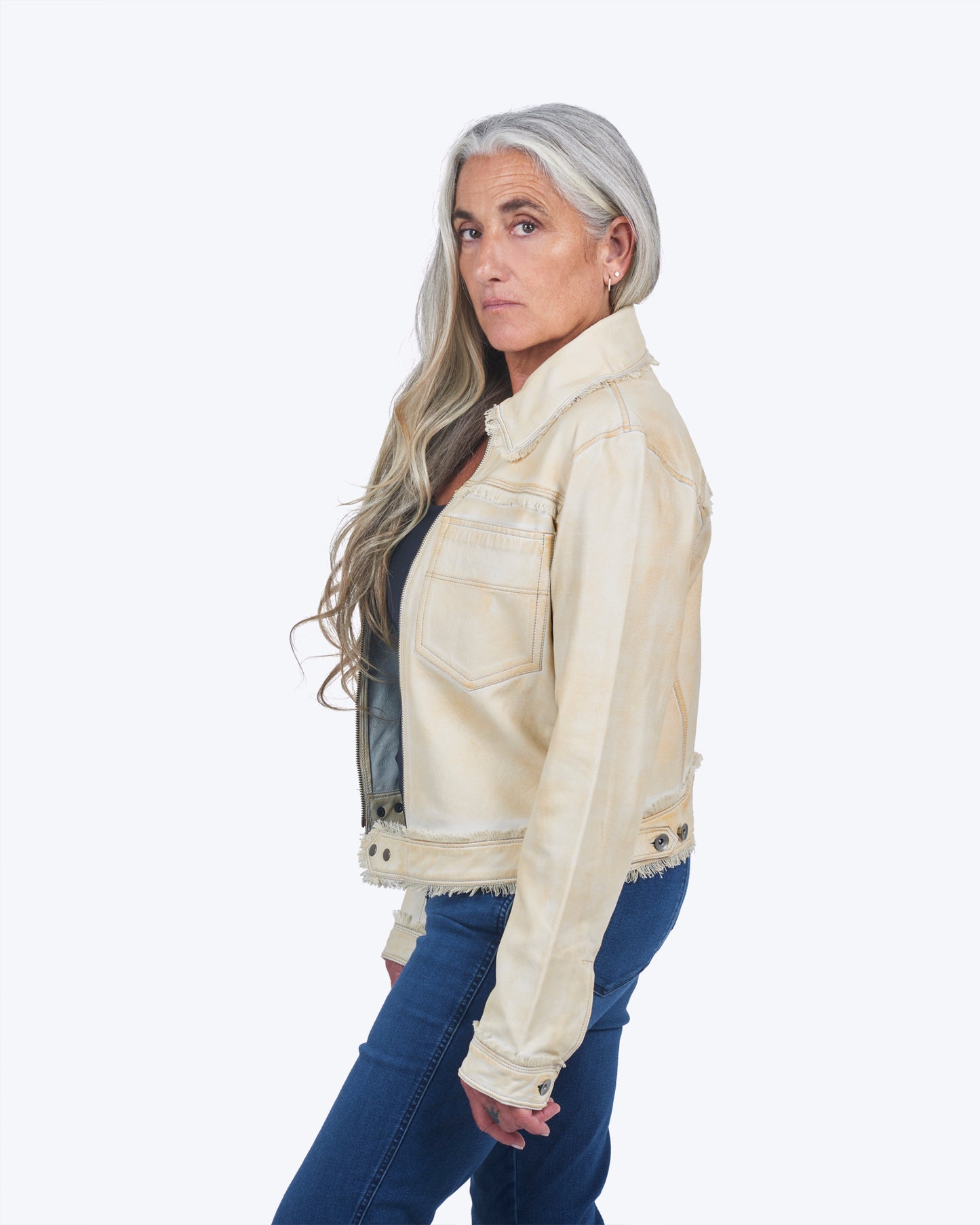 Jakett Natalie Veg Dye Leather Jacket Vintage Gold
