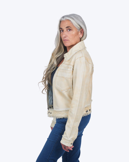Jakett Natalie Veg Dye Leather Jacket Vintage Gold