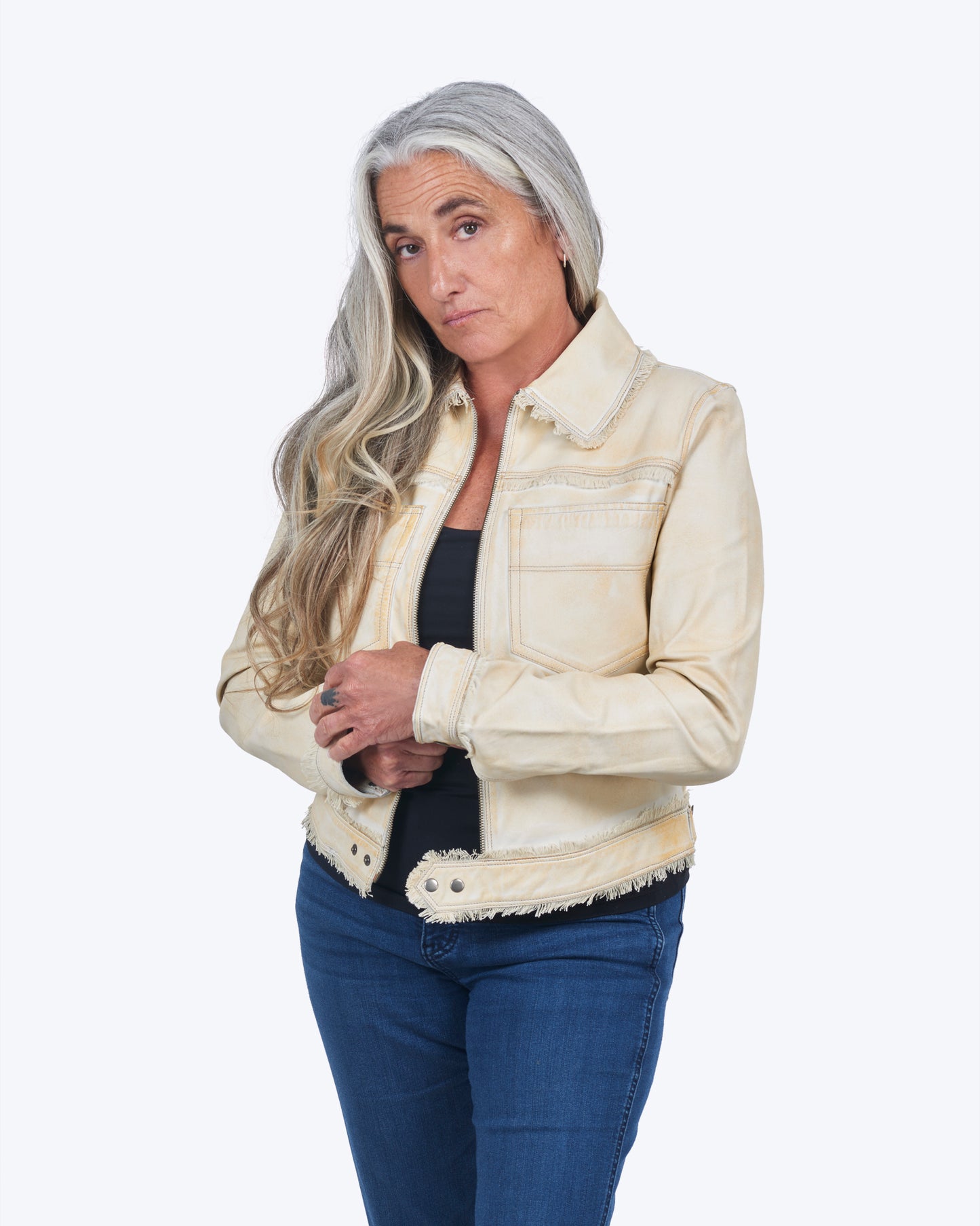 Jakett Natalie Veg Dye Leather Jacket Vintage Gold