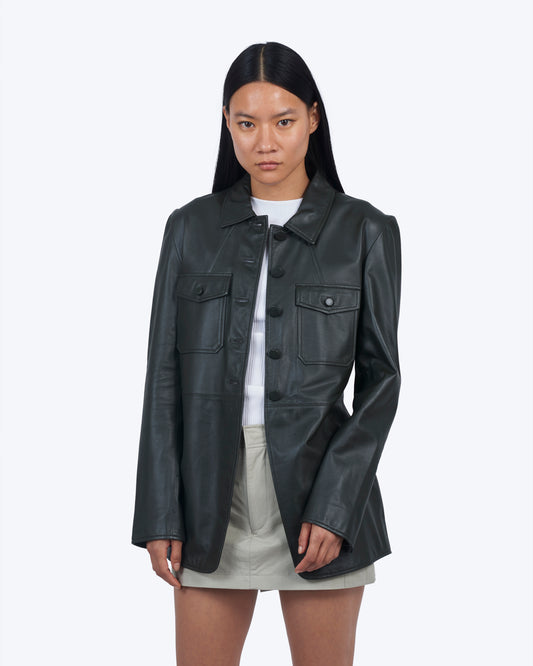 Sloane Luxe Leather Jacket Pine