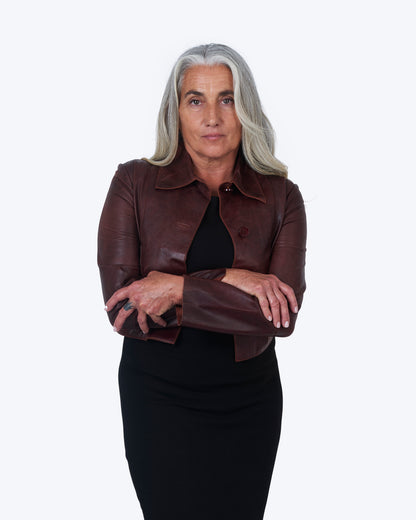 Jakett Simone Veg Dye Leather Jacket Port