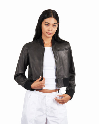 Collins Patina Leather Jacket Black