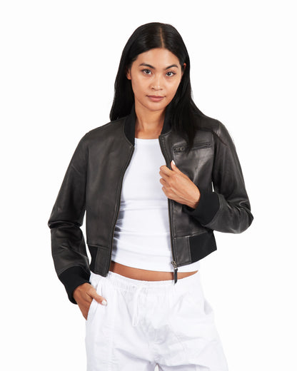 Collins Patina Leather Jacket Black