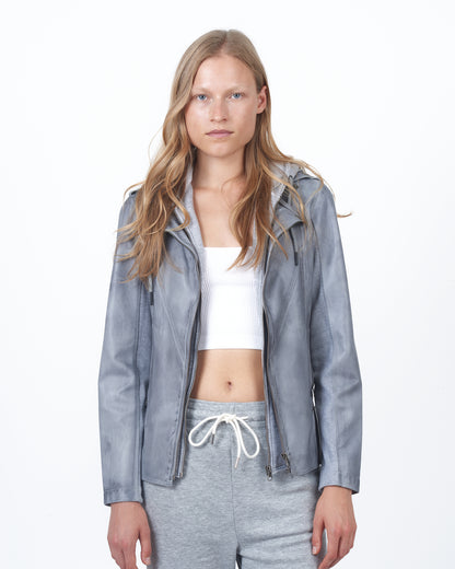 JKT Hannah Patina Leather Jacket Steel