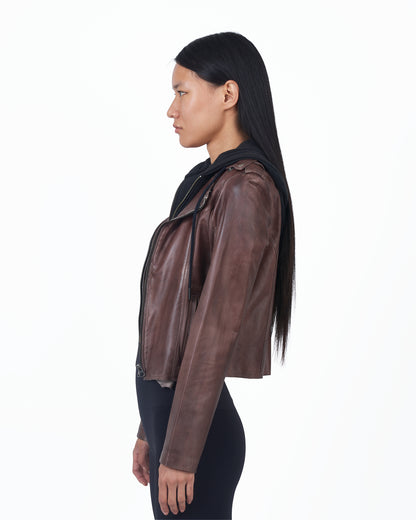 Molly Patina Leather Jacket Bark