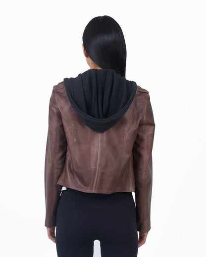 Molly Patina Leather Jacket Bark