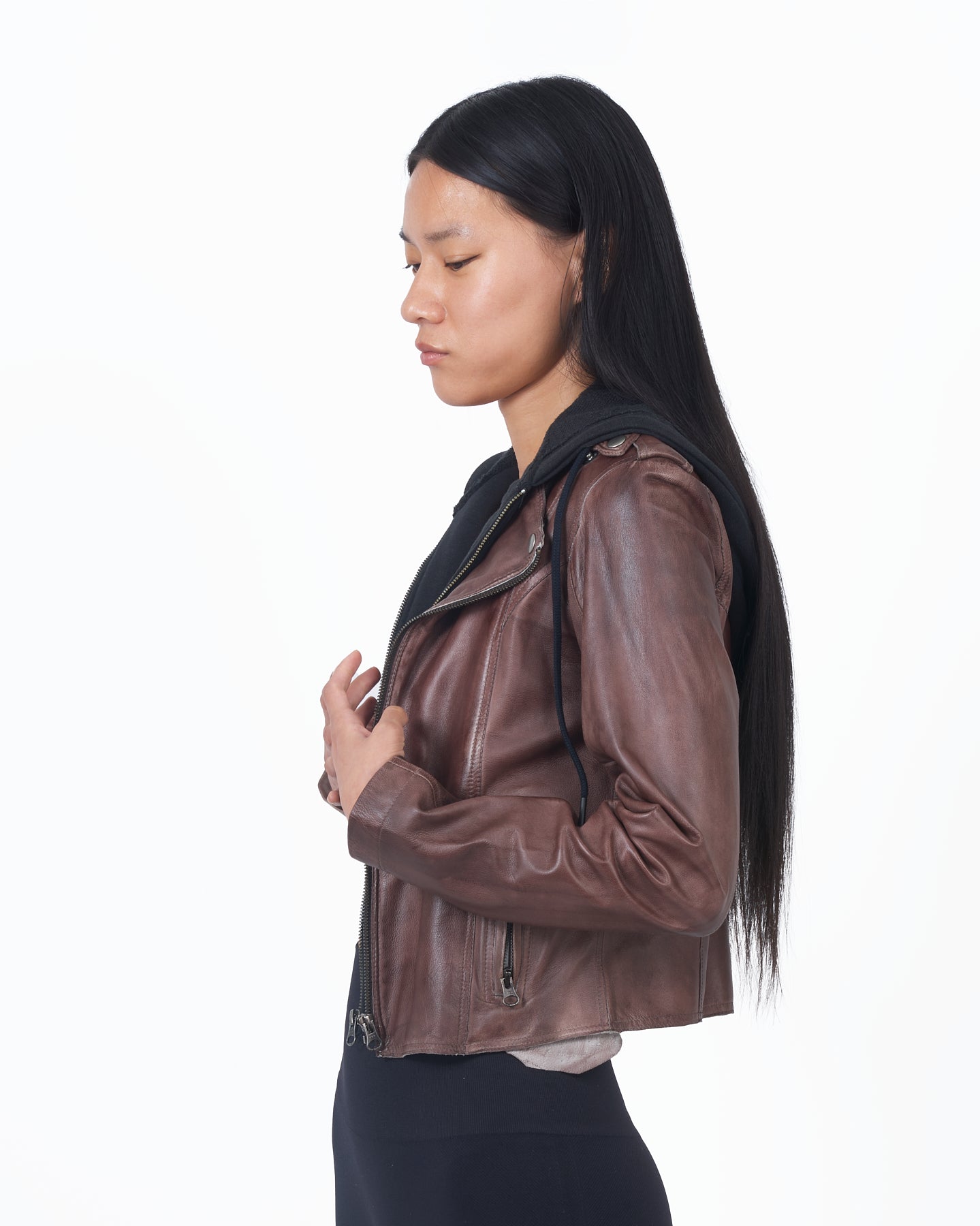 Molly Patina Leather Jacket Bark