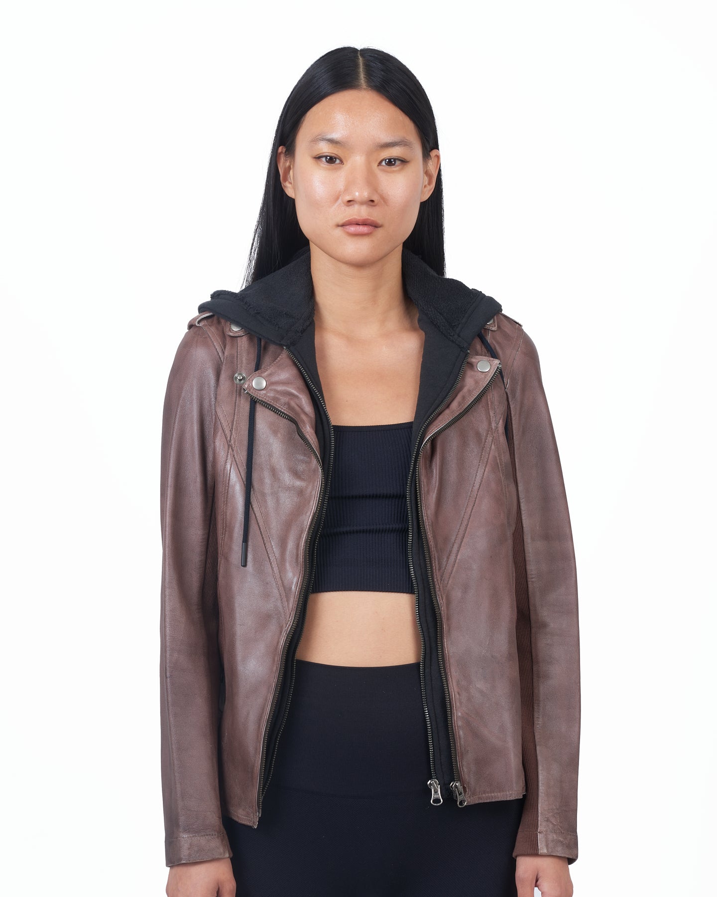 JKT Hannah Patina Leather Jacket Bark