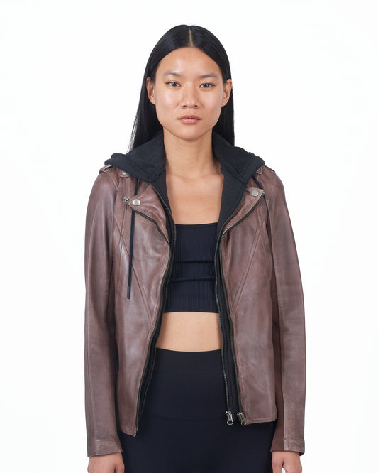 JKT Hannah Patina Leather Jacket Bark