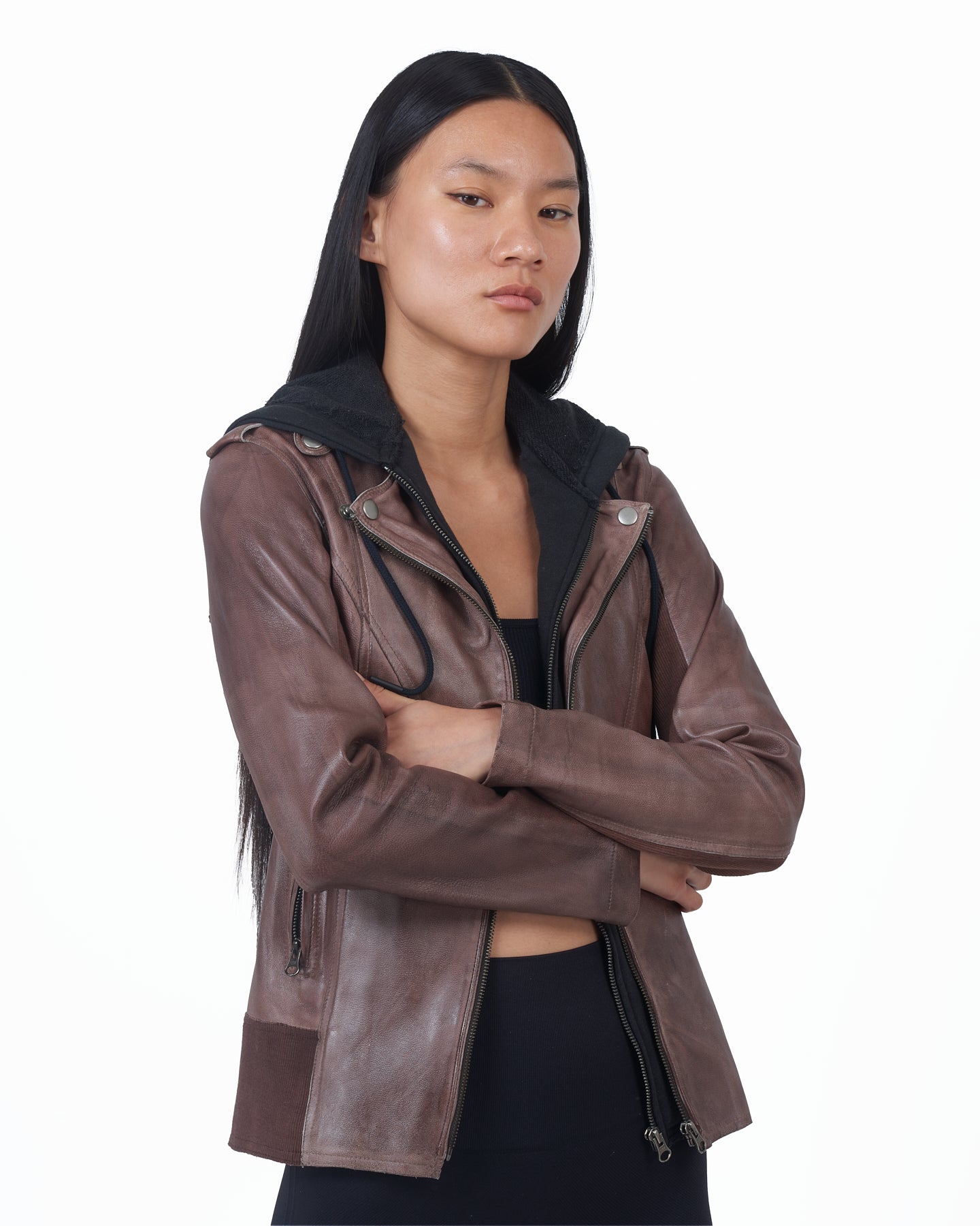 JKT Hannah Patina Leather Jacket Bark