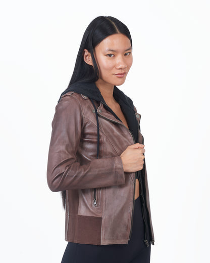 JKT Hannah Patina Leather Jacket Bark