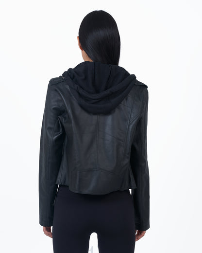 Molly Burnished Leather Jacket Black