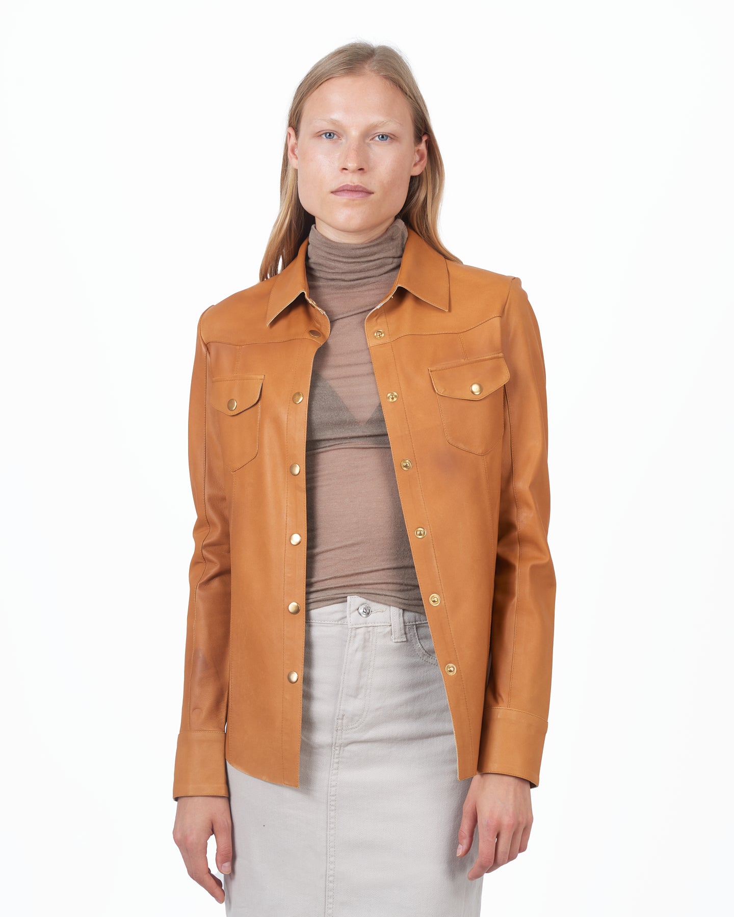 JKT Robin Matte Leather Jacket Tortilla