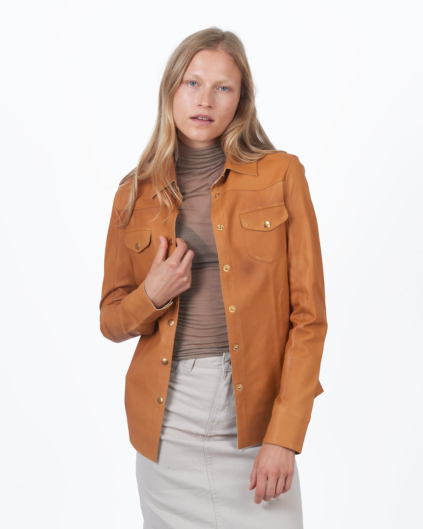 JKT Robin Matte Leather Jacket Tortilla