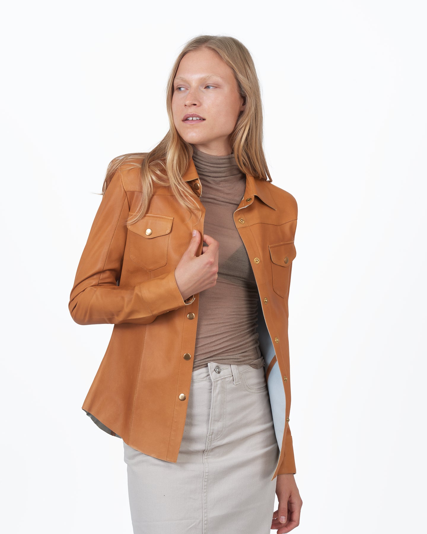JKT Robin Matte Leather Jacket Tortilla
