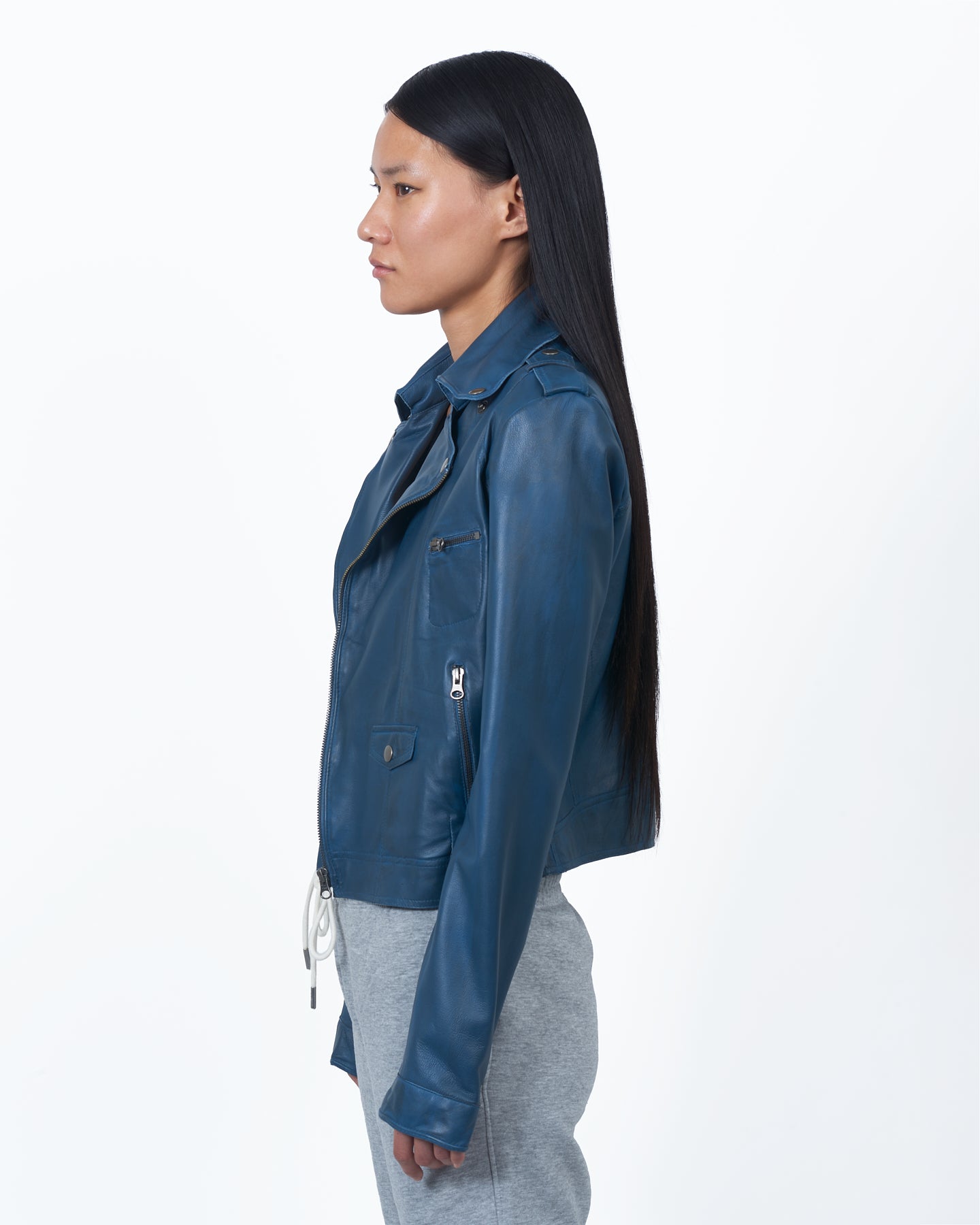 JKT Tyler Waxed Leather Jacket Waxed Blue