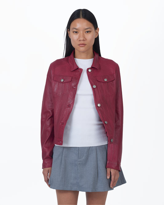 JKT Alexa Waxed Leather Jacket Red