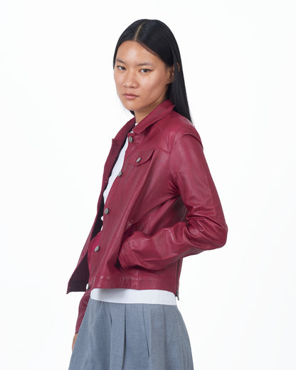 JKT Alexa Waxed Leather Jacket Red