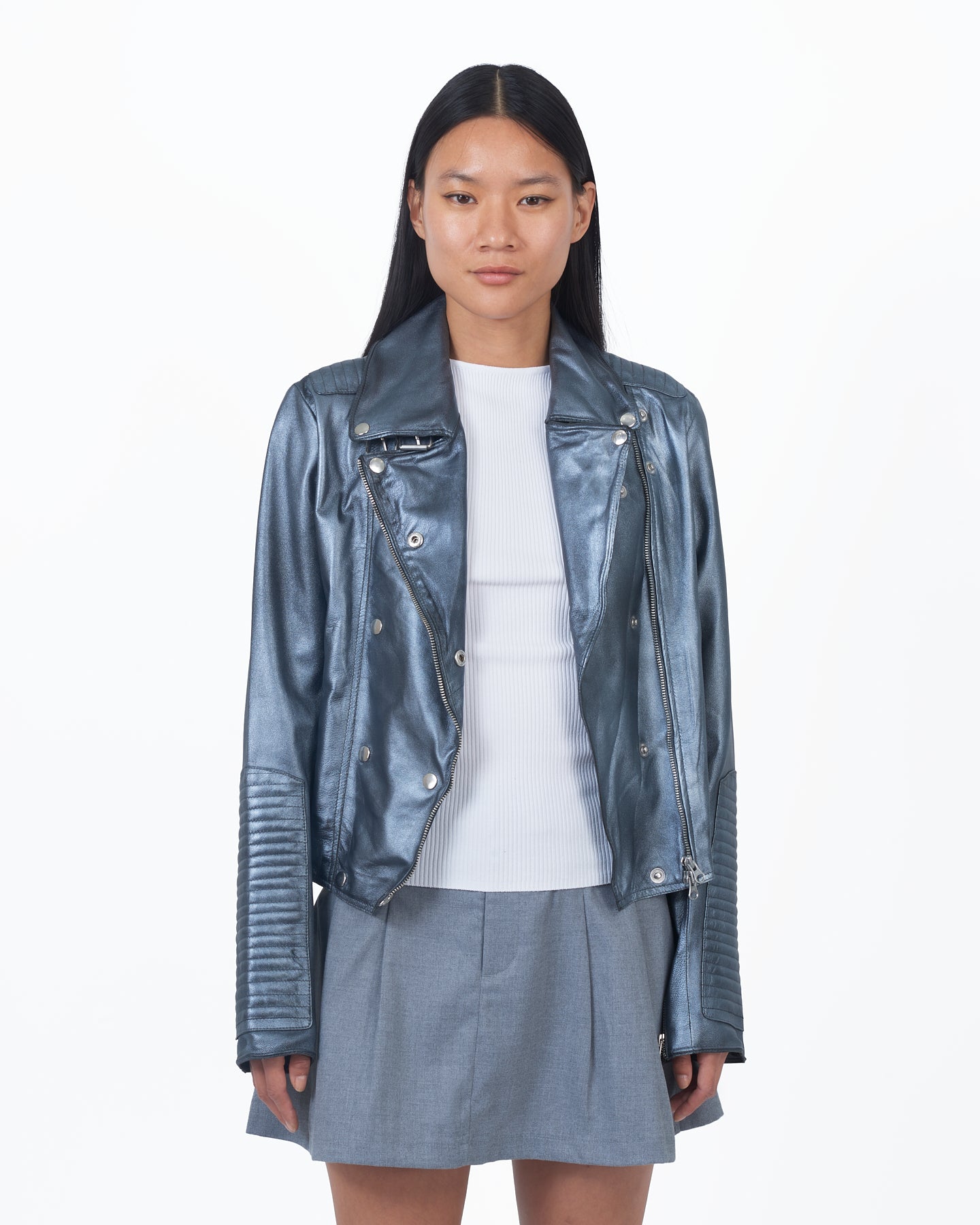 JKT Harley Metallic Leather Gunmetal